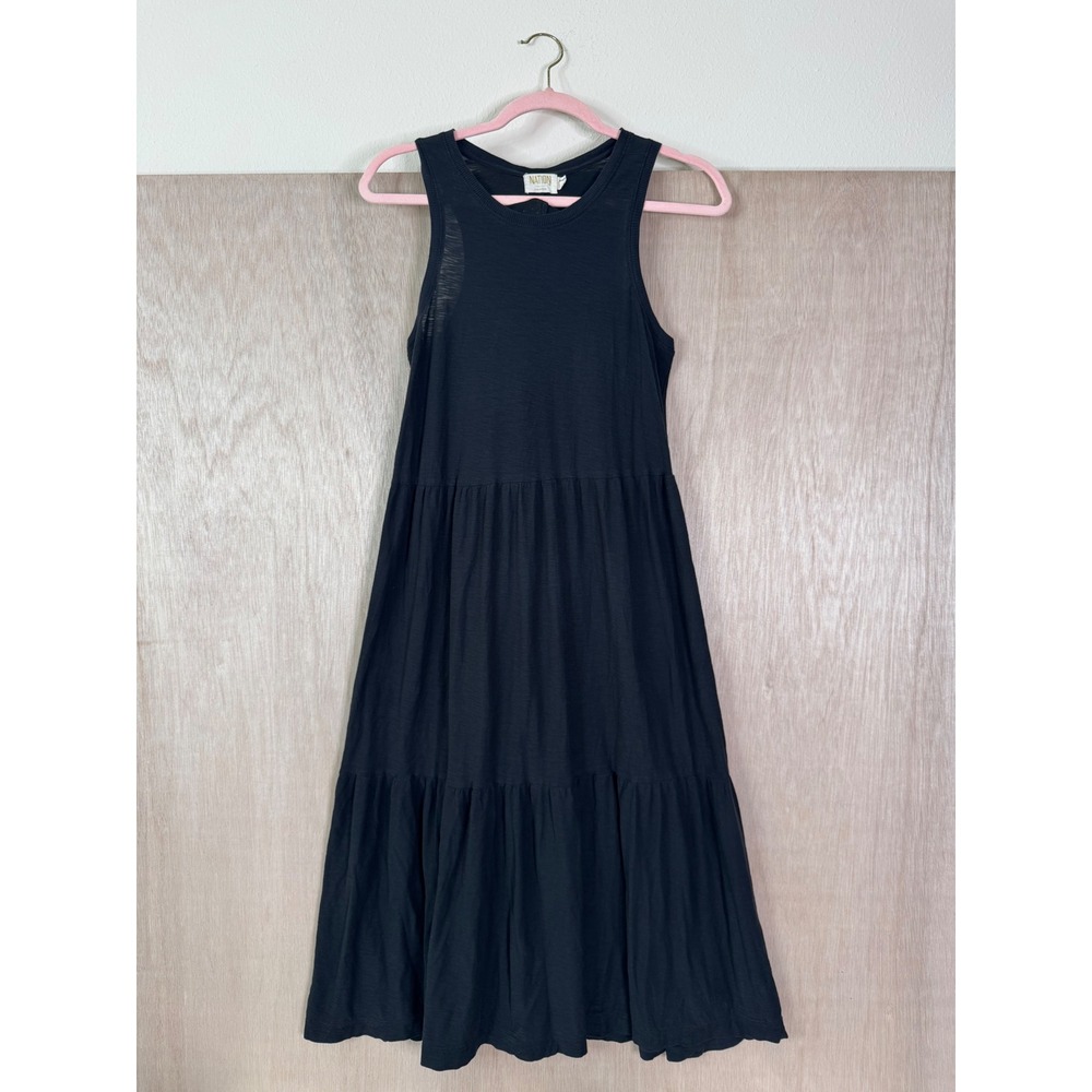 Nation LTD Los Angeles Black Tiered Sleeveless Tshirt Midi Dress S Made in Peru